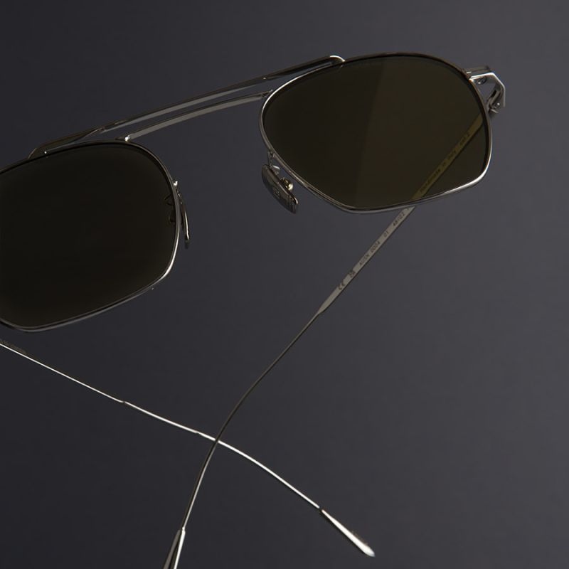 0004 Aviator Sunglasses-18K White Gold Rhodium