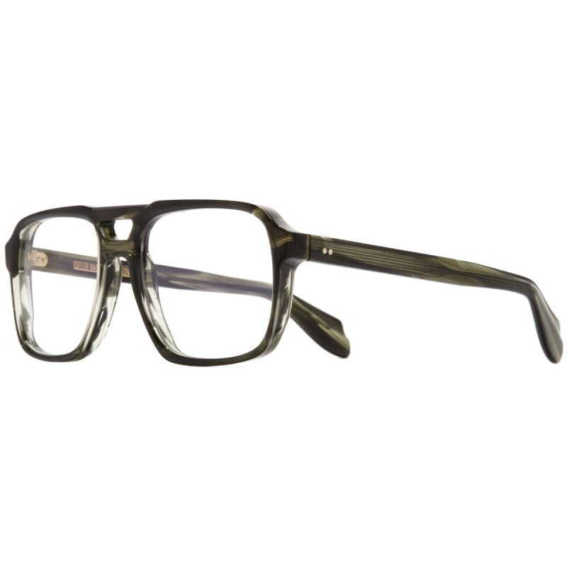 1394 Optical Aviator Glasses-Striped Green Havana