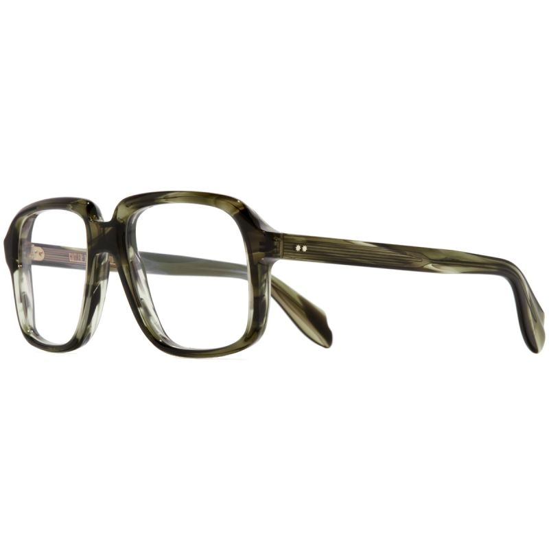 1397 Optical Square Glasses-Striped Green Havana